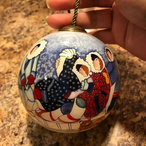 Vintage Christmas Glass ball Ornament Signed Loralle